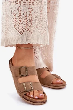 Clearance INBLU Klapki Damskie Profilaktyczne AA000068 Brązowe