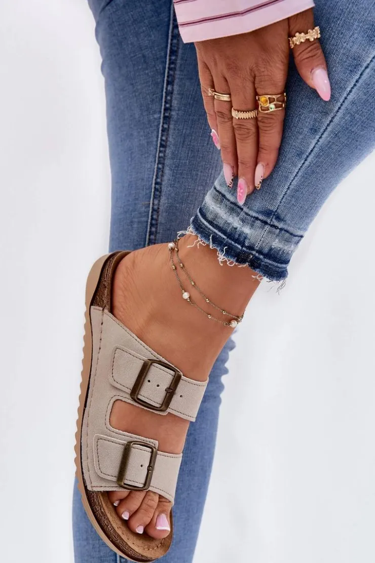 INBLU Klapki Na Platformie|Klapki Damskie Klasyczne*Klapki Damskie Profilaktyczne AA000068 Beżowe