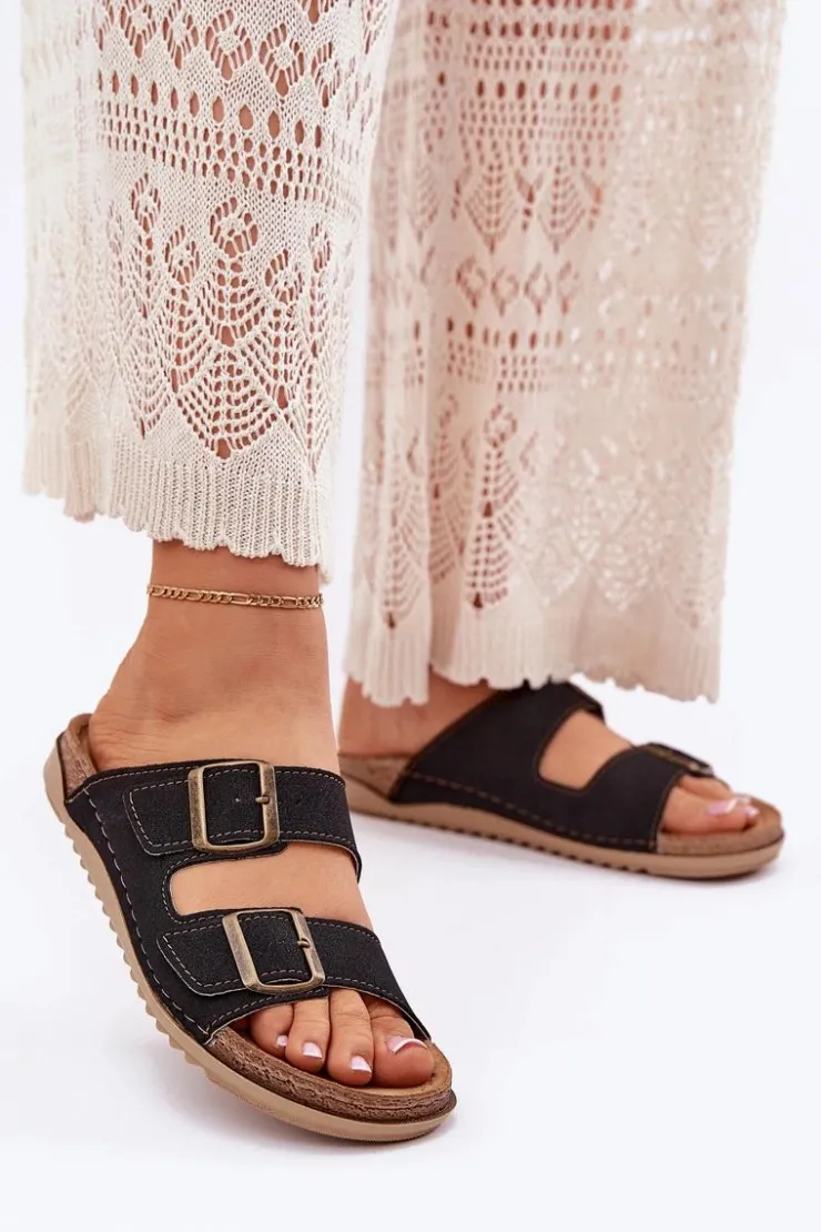 INBLU Klapki Na Platformie|Klapki Damskie Klasyczne*Klapki Damskie Profilaktyczne AA000068 Czarne