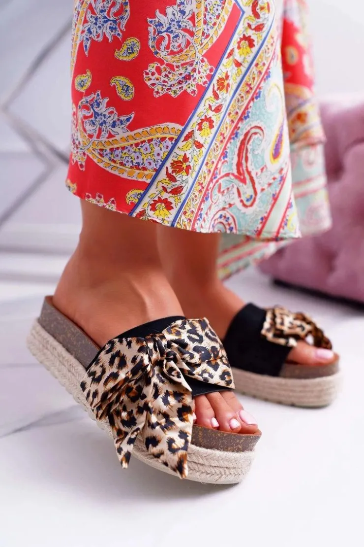 Damskie Boto Klapki Damskie Vices Czarne Leopard 6275