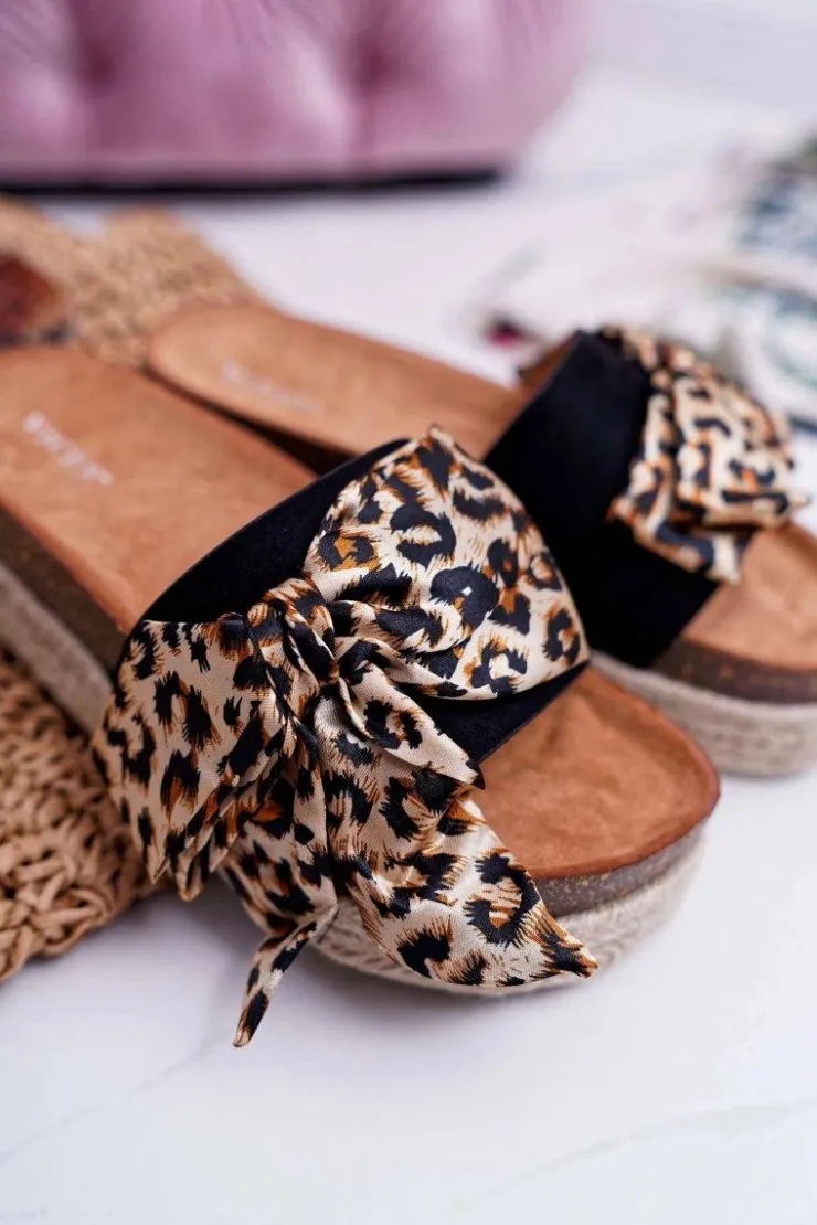Damskie Boto Klapki Damskie Vices Czarne Leopard 6275
