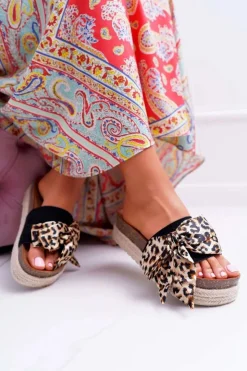 Damskie Boto Klapki Damskie Vices Czarne Leopard 6275
