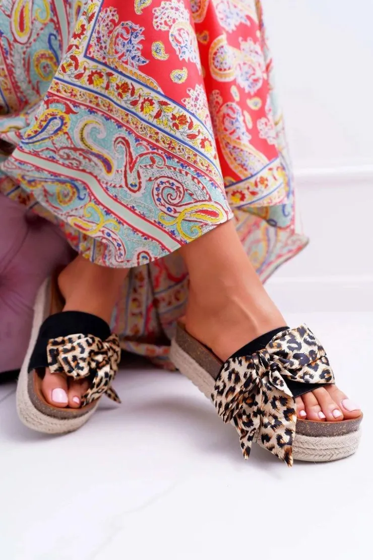 Damskie Boto Klapki Damskie Vices Czarne Leopard 6275