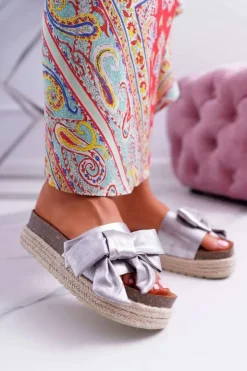 Sale Boto Klapki Damskie Vices Srebrne 6275