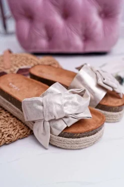 Boto Klapki Damskie Klasyczne*Klapki Damskie Vices Złote 6275