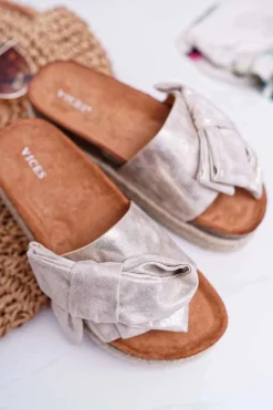 Boto Klapki Damskie Klasyczne*Klapki Damskie Vices Złote 6275