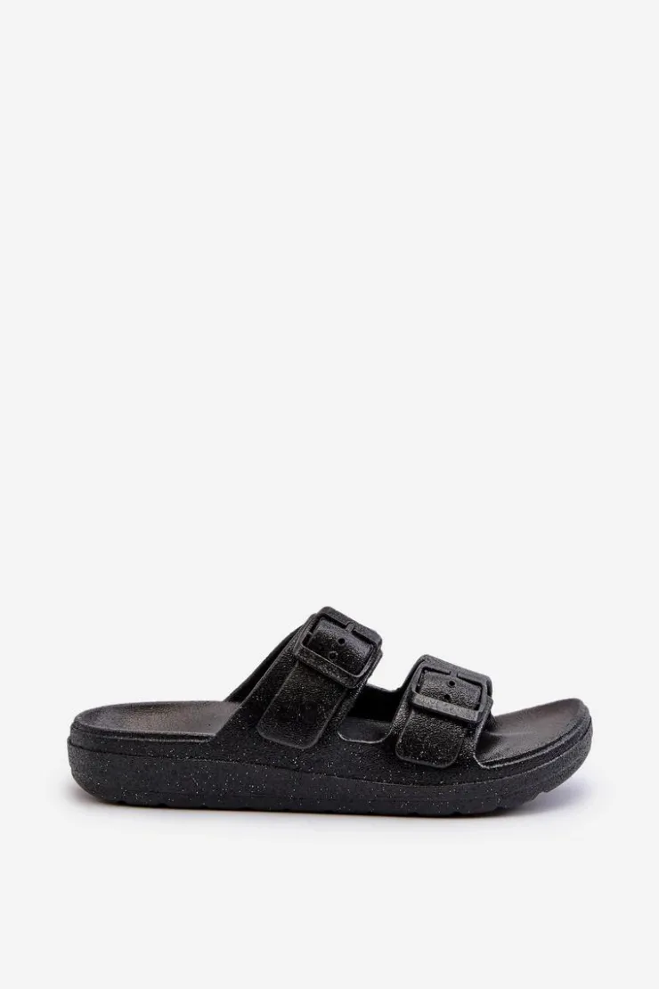 Damskie Boto Klapki Damskie Z Brokatem Czarne Brianella