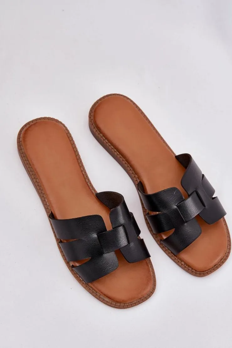 New Boto Klapki Damskie Z Eko Skóry Czarne Lisanoria