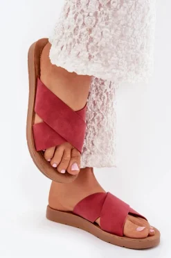 Boto Klapki Na Platformie|Klapki Damskie Klasyczne*Klapki Damskie Z Eko Skóry Bordowe Lorana