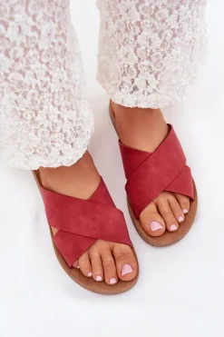 Boto Klapki Na Platformie|Klapki Damskie Klasyczne*Klapki Damskie Z Eko Skóry Bordowe Lorana