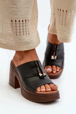 Damskie Buty damskie Vinceza Klapki Damskie Z Eko Skóry Na Platformie I Klocku Czarne Dafira