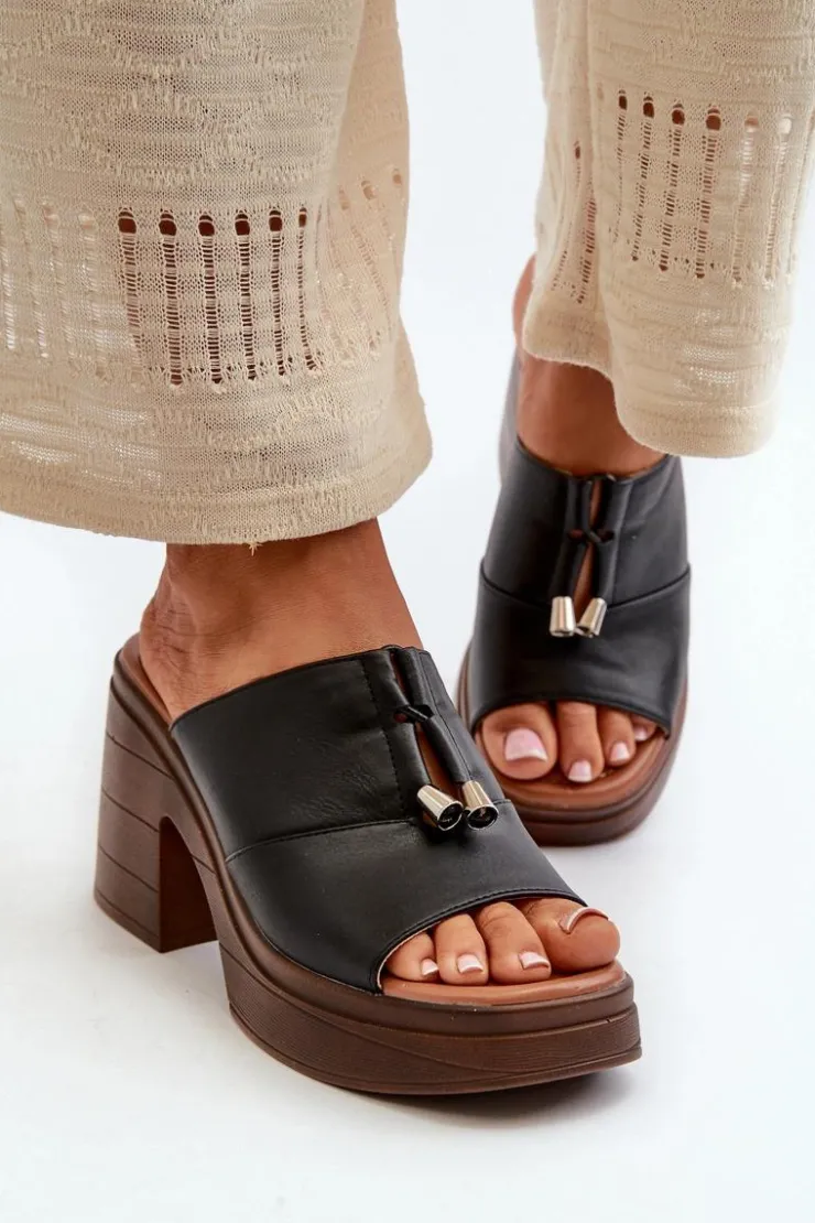 Damskie Buty damskie Vinceza Klapki Damskie Z Eko Skóry Na Platformie I Klocku Czarne Dafira