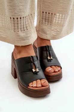 Damskie Buty damskie Vinceza Klapki Damskie Z Eko Skóry Na Platformie I Klocku Czarne Dafira