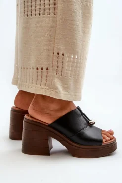 Damskie Buty damskie Vinceza Klapki Damskie Z Eko Skóry Na Platformie I Klocku Czarne Dafira