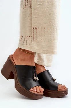 Damskie Buty damskie Vinceza Klapki Damskie Z Eko Skóry Na Platformie I Klocku Czarne Dafira