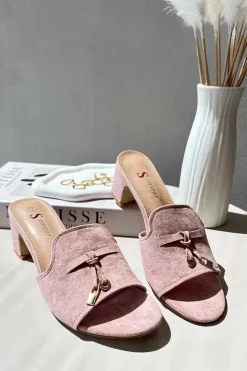 Boto Klapki Na Obcasie|Klapki Damskie Klasyczne*Klapki Damskie Z Eko Zamszu Na Obcasie Różowe Jemenna