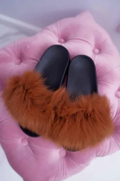 Sale Boto Klapki Damskie Z Futerkiem Camel Mellow