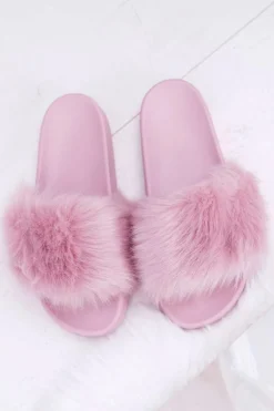 Damskie Boto Klapki Damskie Z Futerkiem Jasny Róż Fur