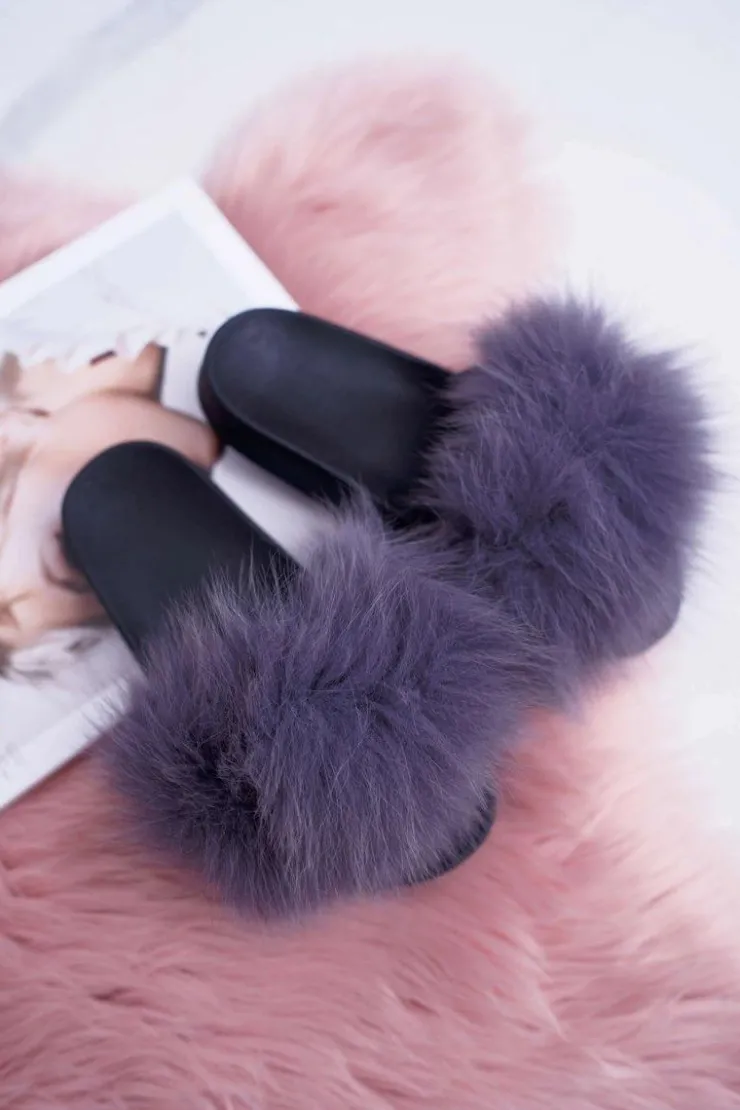 Damskie Boto Klapki Damskie Z Futerkiem Szare Mellow