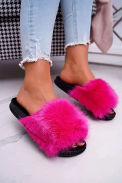 Boto Klapki Z Futerkiem|Klapki Damskie Klasyczne*Klapki Damskie z Futerkiem Fuksja NiceFur