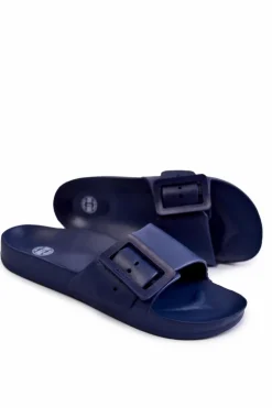 Damskie Big Star Shoes Klapki Damskie Z Klamrą Big Star FF274A388 Granatowe