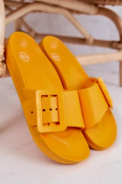 Damskie Big Star Shoes Klapki Damskie Z Klamrą Big Star FF274A393 Pomarańczowe