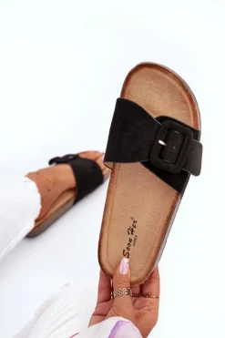 Boto Klapki Na Platformie|Klapki Damskie Klasyczne*Klapki Damskie Z Klamrą Eko Zamszowe Czarne Laeltia