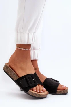 Boto Klapki Na Platformie|Klapki Damskie Klasyczne*Klapki Damskie Z Klamrą Eko Zamszowe Czarne Laeltia