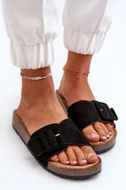 Boto Klapki Na Platformie|Klapki Damskie Klasyczne*Klapki Damskie Z Klamrą Eko Zamszowe Czarne Laeltia