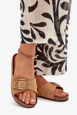 Boto Klapki Korkowe|Klapki Na Platformie*Klapki Damskie Z Klamrą Na Korkowej Platformie Camel Zavira