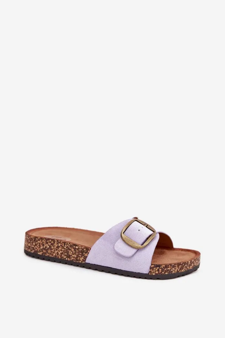 Boto Klapki Korkowe|Klapki Na Platformie*Klapki Damskie Z Klamrą Na Korkowej Platformie Liliowe Zavira Fioletowy
