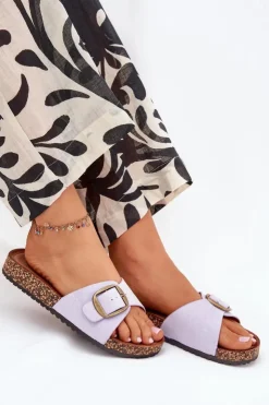 Boto Klapki Korkowe|Klapki Na Platformie*Klapki Damskie Z Klamrą Na Korkowej Platformie Liliowe Zavira Fioletowy