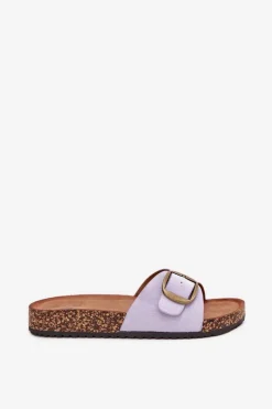 Boto Klapki Korkowe|Klapki Na Platformie*Klapki Damskie Z Klamrą Na Korkowej Platformie Liliowe Zavira Fioletowy