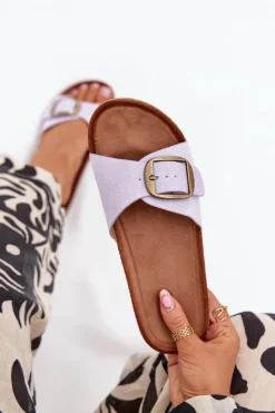 Boto Klapki Korkowe|Klapki Na Platformie*Klapki Damskie Z Klamrą Na Korkowej Platformie Liliowe Zavira Fioletowy