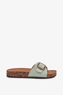 Boto Klapki Korkowe|Klapki Na Platformie*Klapki Damskie Z Klamrą Na Korkowej Platformie Miętowe Zavira Zielony