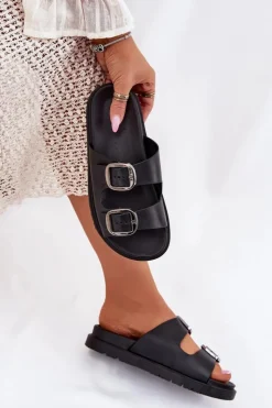 Boto Klapki Na Platformie|Klapki Damskie Klasyczne*Klapki Damskie Z Klamrami Na Platformie Czarne Elamas