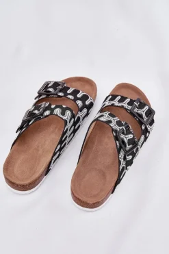 New Damskie buty S.Barski Klapki Damskie Z Klamrami I Brokatem S.Barski RB51-006 Czarne Czarny