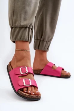 Damskie Boto Klapki Damskie Z Klamrami Fuksja Oliena