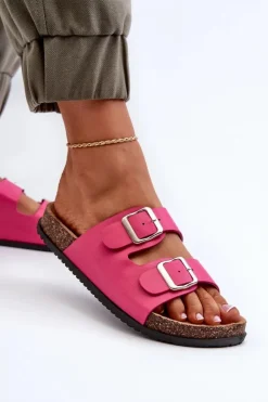 Damskie Boto Klapki Damskie Z Klamrami Fuksja Oliena