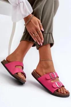 Damskie Boto Klapki Damskie Z Klamrami Fuksja Oliena