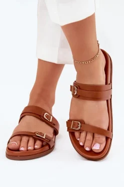 Boto Klapki Damskie Z Klamrami Camel Brinella