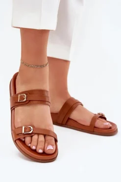 Boto Klapki Damskie Z Klamrami Camel Brinella