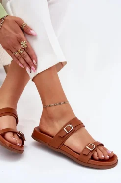 Boto Klapki Damskie Z Klamrami Camel Brinella