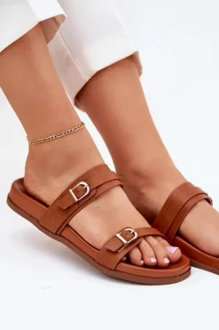 Boto Klapki Damskie Z Klamrami Camel Brinella