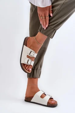 Boto Klapki Korkowe|Klapki Damskie Klasyczne*Klapki Damskie Z Klamrami Białe Oliena Biały