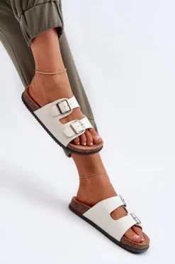 Boto Klapki Korkowe|Klapki Damskie Klasyczne*Klapki Damskie Z Klamrami Białe Oliena Biały