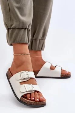 Boto Klapki Korkowe|Klapki Damskie Klasyczne*Klapki Damskie Z Klamrami Białe Oliena Biały