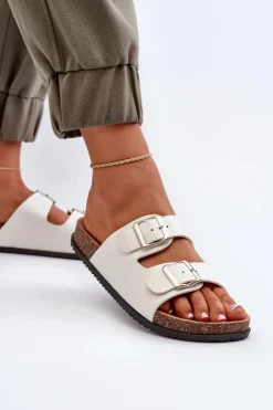 Boto Klapki Korkowe|Klapki Damskie Klasyczne*Klapki Damskie Z Klamrami Białe Oliena Biały