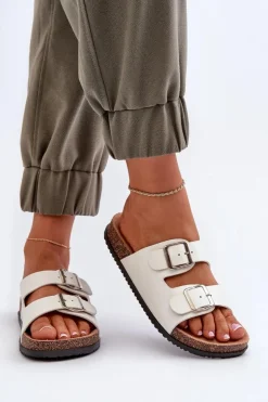 Boto Klapki Korkowe|Klapki Damskie Klasyczne*Klapki Damskie Z Klamrami Białe Oliena Biały