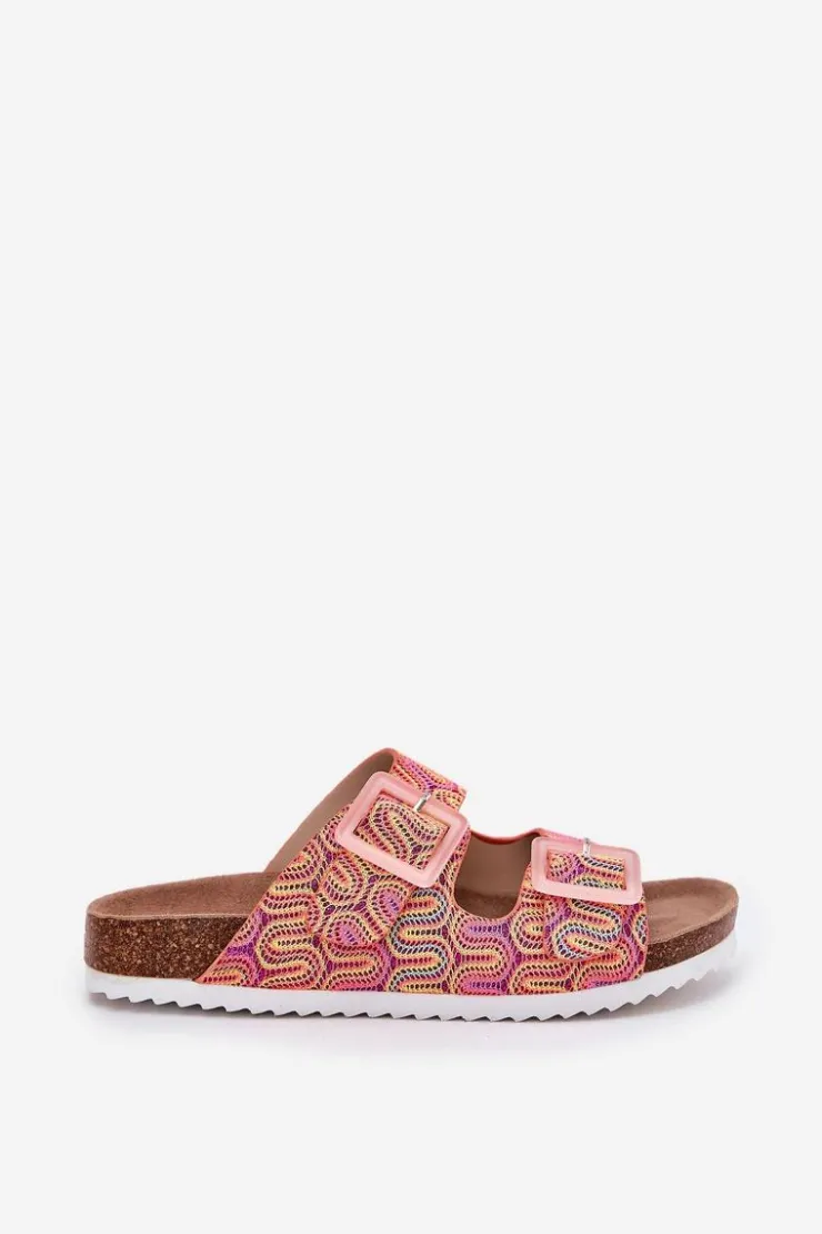 Damskie buty S.Barski Klapki Korkowe|Klapki Na Platformie*Klapki Damskie Z Klamrami I Brokatem S.Barski RB51-006 Pomarańczowe Pomarańczowy